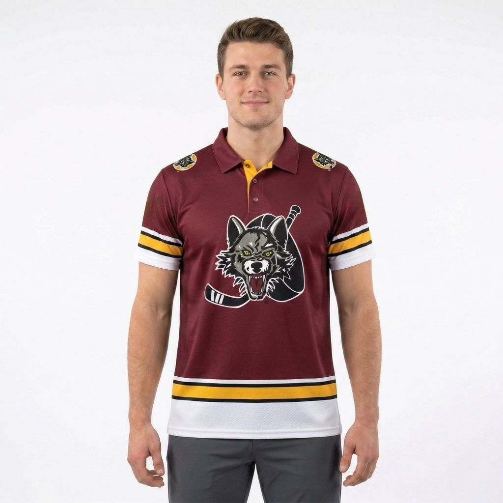 Chicago Wolves AHL Licensed Replica Jersey Performance Polo Shirt