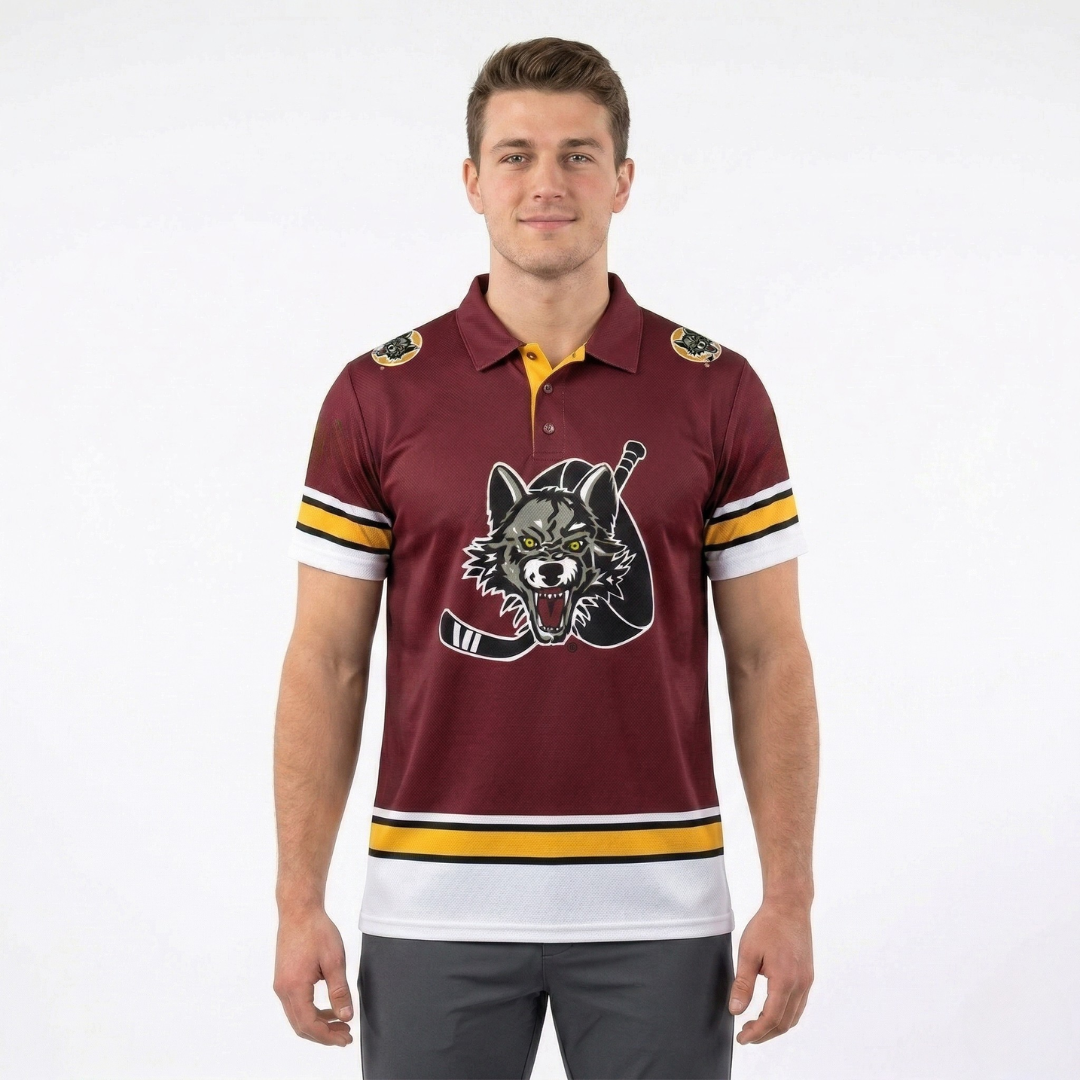 Chicago Wolves AHL Licensed Replica Jersey Performance Polo Shirt