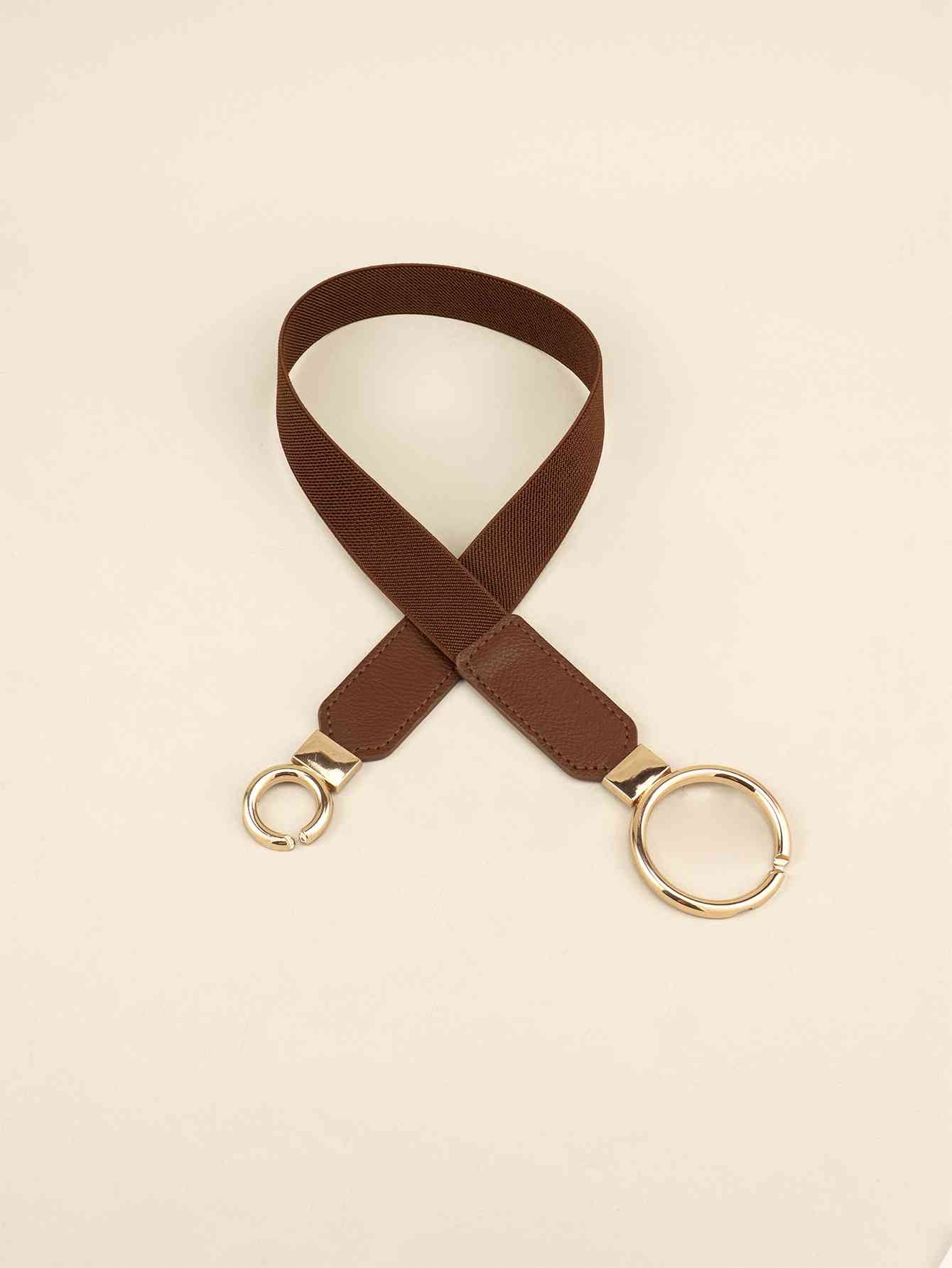 ElegantStyle Double Ring Buckle Elastic PU Belt – Adjustable Comfort Fit See size chart under “more details”