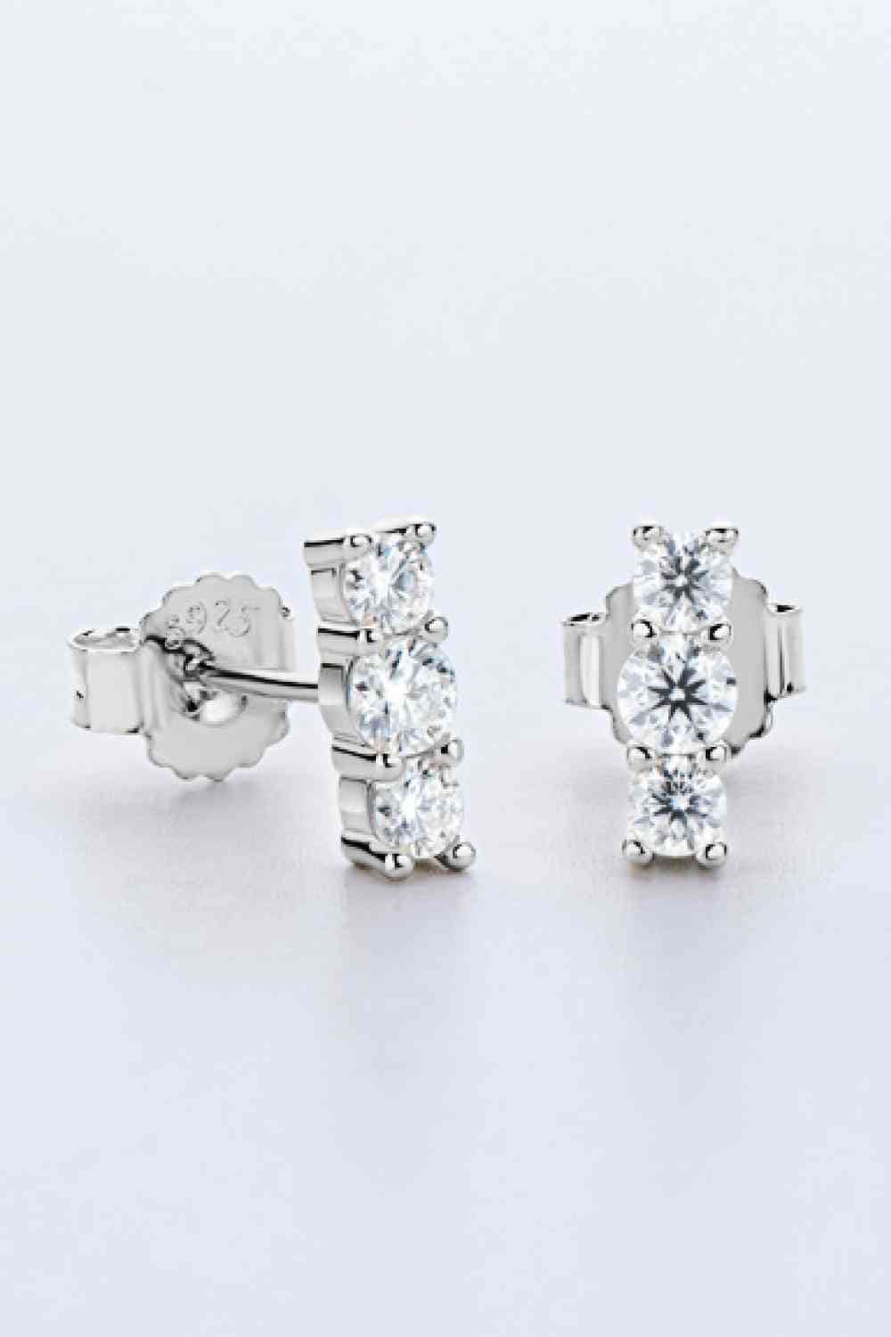 Heartbeat Rhythm Moissanite Stud Earrings – Modern Minimalist Design in 925 Sterling Silver See size chart under “more details”