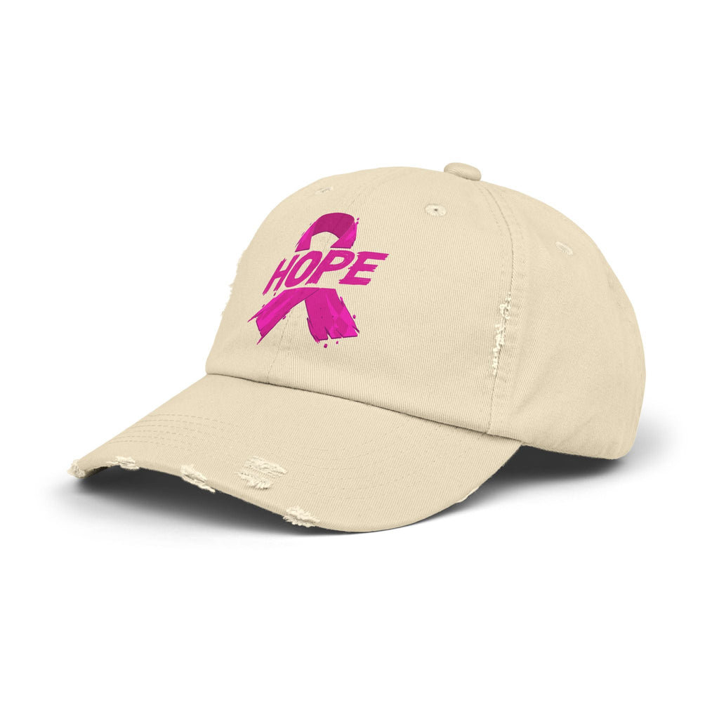 Hope Distressed Cap - Unisex Hat for Awareness, Perfect for Gift, Fundraising Events, Breast Cancer Support, Everyday Style
