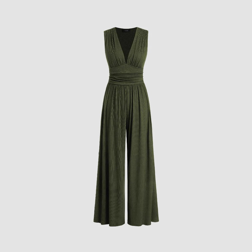 Women's Solid Color Loose Sleeveless Knitted Jumpsuit