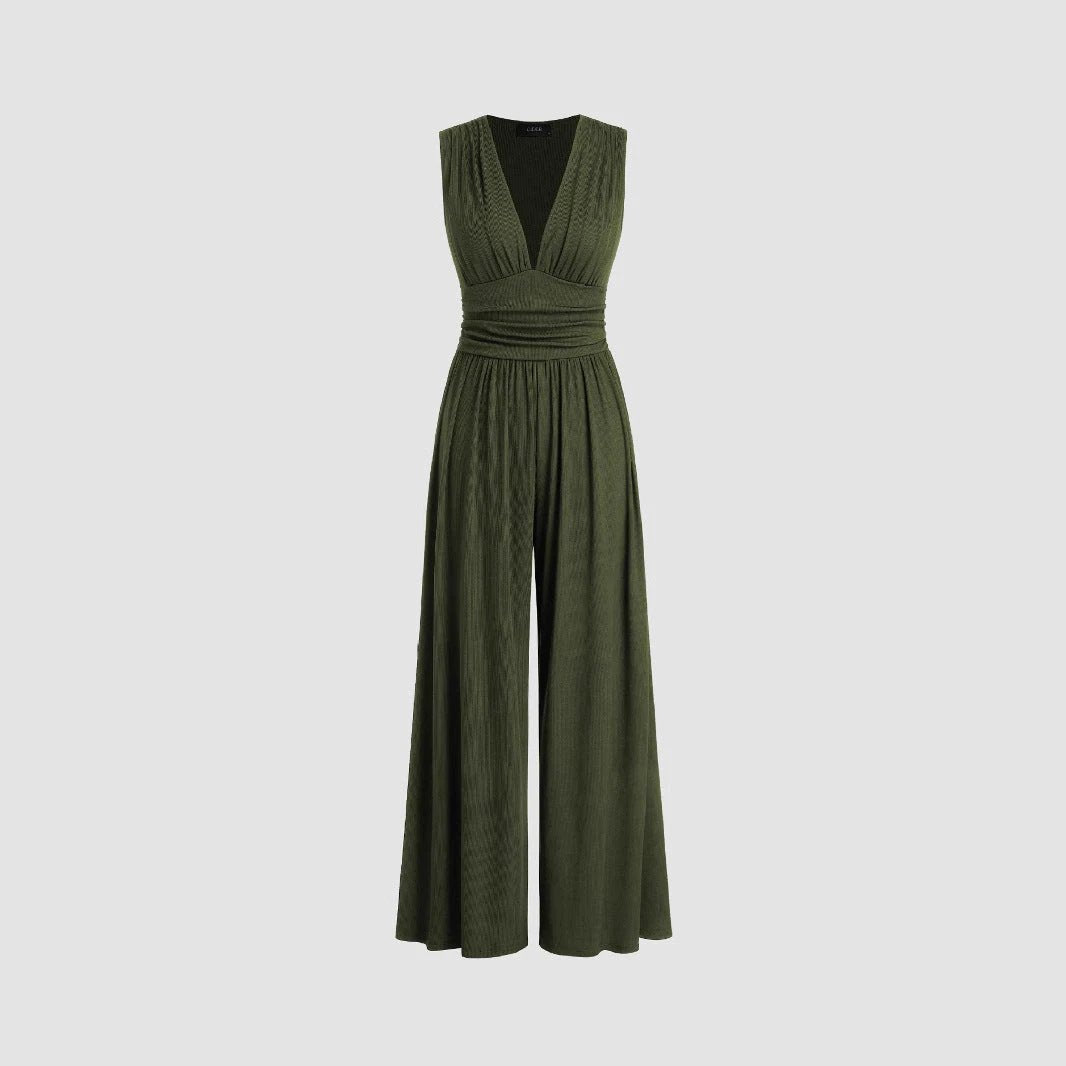 Women's Solid Color Loose Sleeveless Knitted Jumpsuit