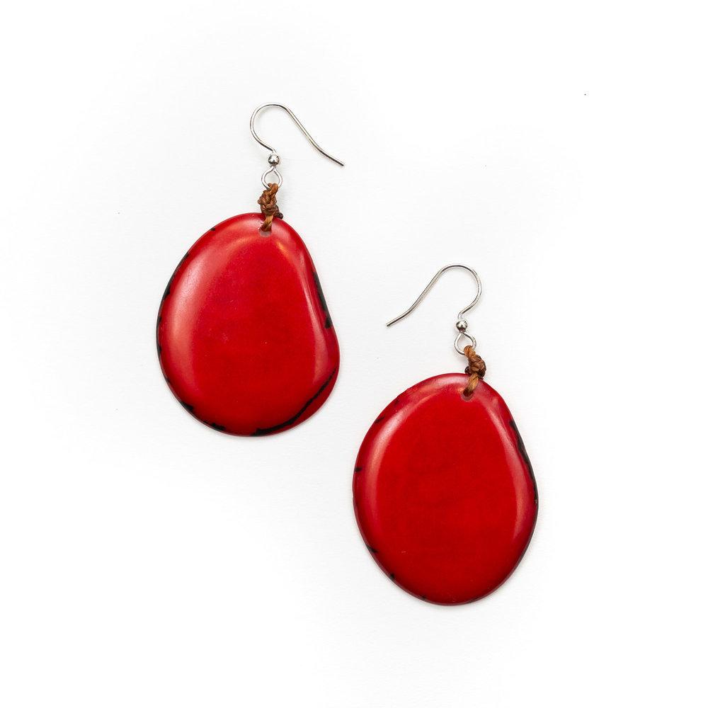 Tagua Amigas Earrings - Red