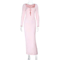 Sexy Hollow Fitted Long Sleeve Dress Women Long Dress