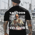 "TATTOOS ARE MY RELIGION" Tattooed Priest Print Men's T-Shirt – Unisex Statement Tee