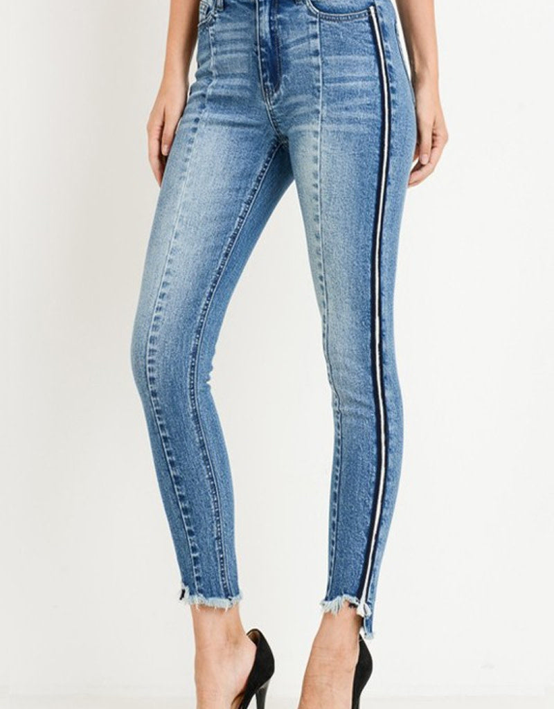 High Waist Skinny with Color Tape