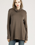 Bamboo Loose Fit Turtle Neck Top - Dk. Olive