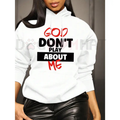 Women's Front Slogan Letter Print Hoodie – Long Sleeve Tops Graduation