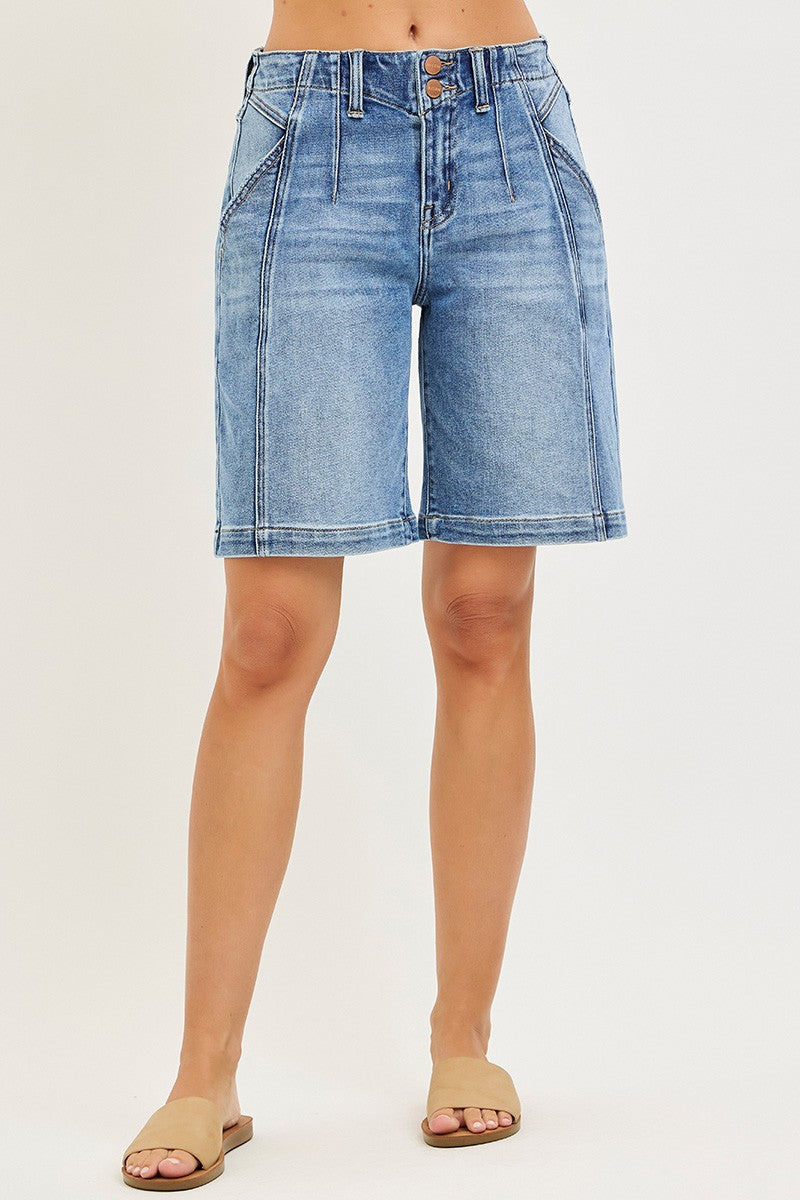 RISEN 2-Button Slouchy Bermuda Shorts with Pockets