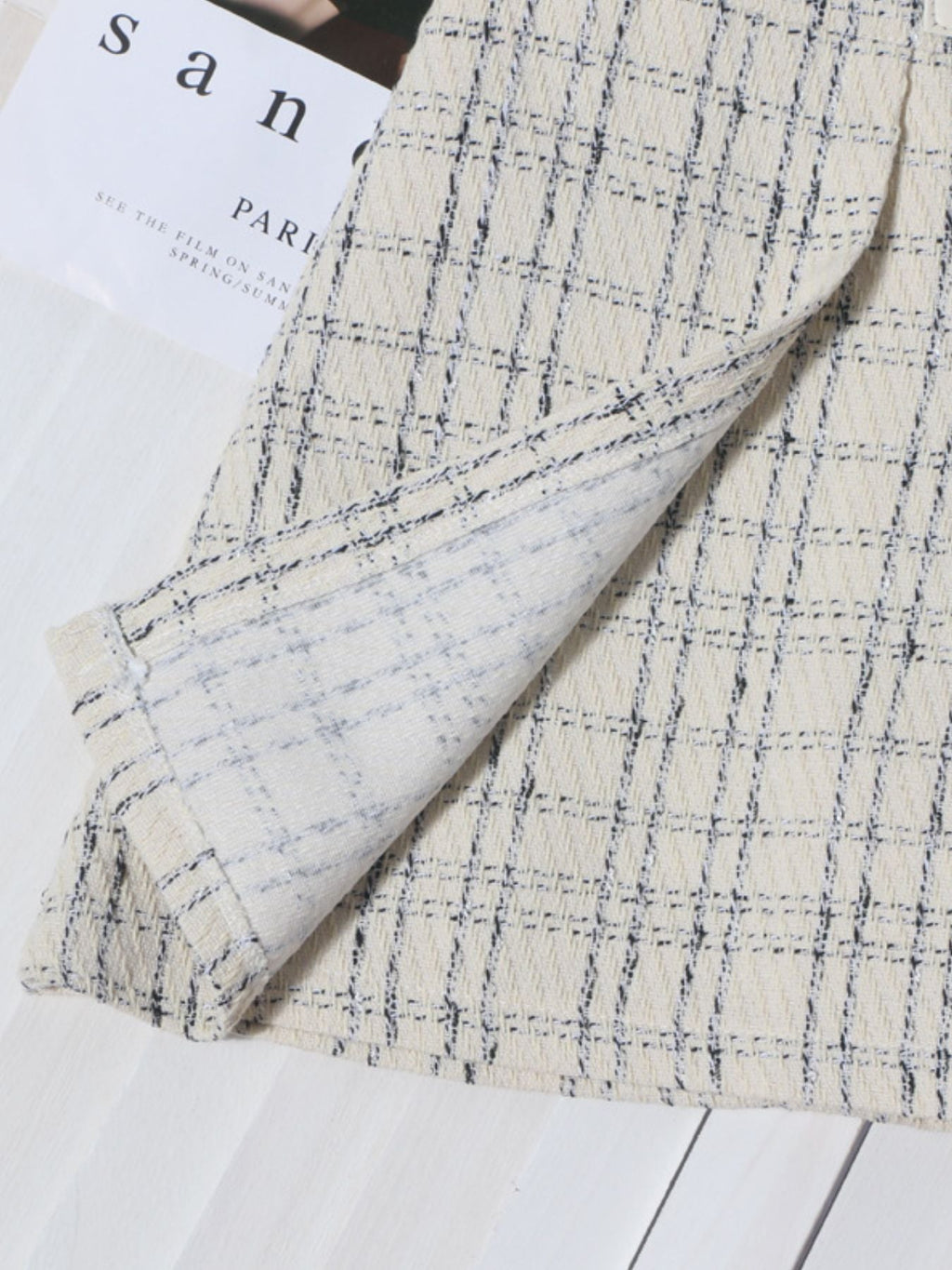 Women's Pleated Plaid Mini Skirt with Buckle Detail