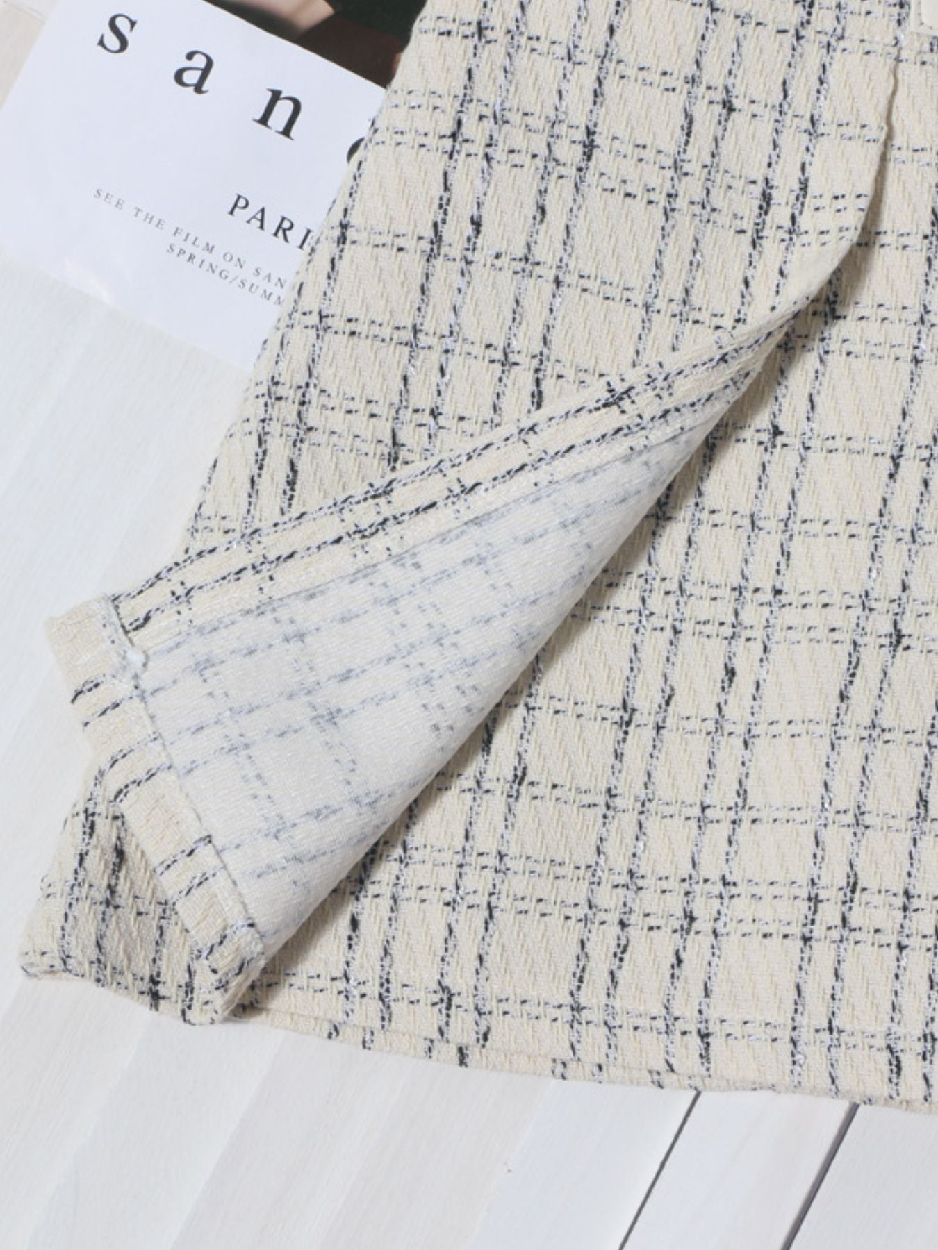 Women's Pleated Plaid Mini Skirt with Buckle Detail