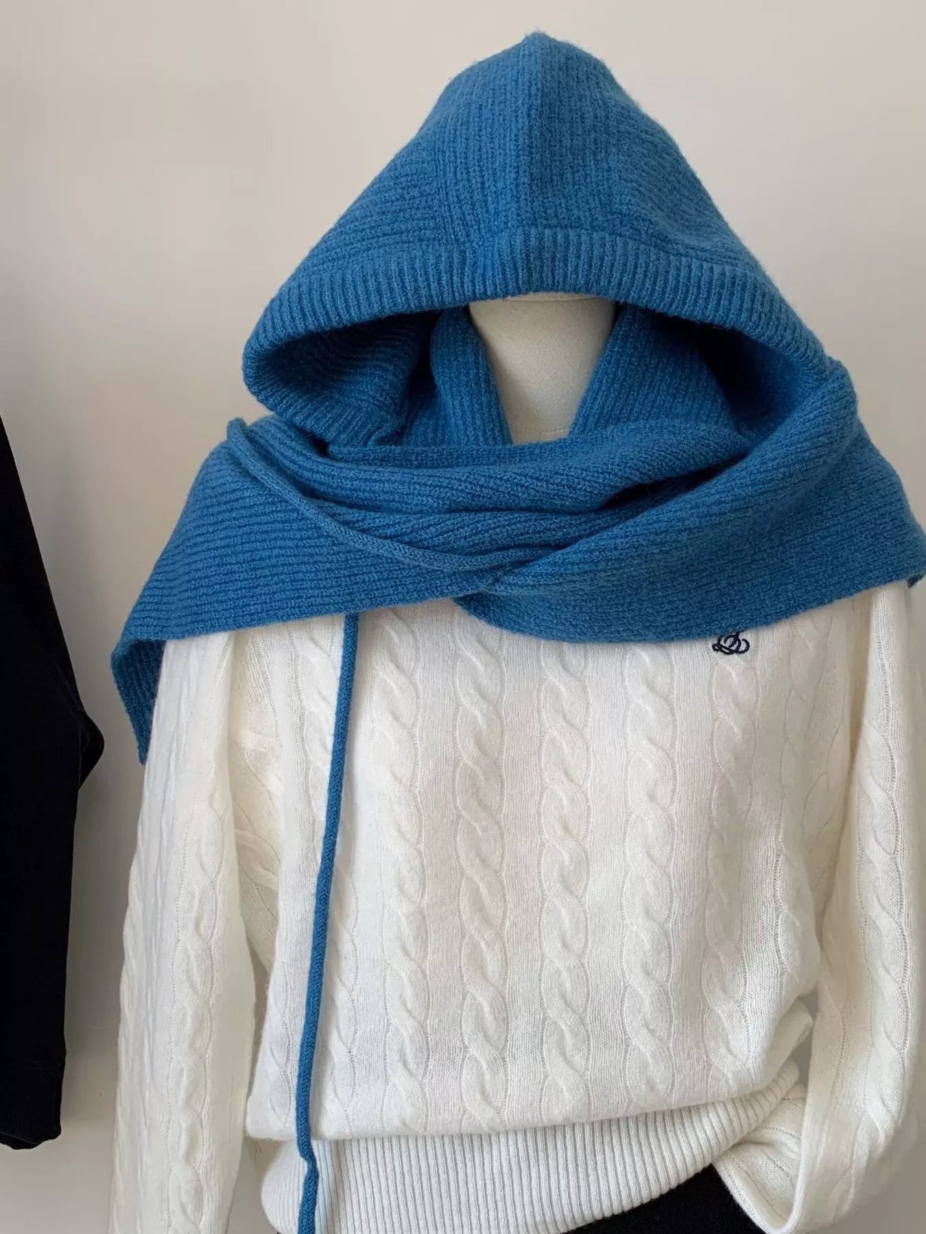 Wool Knit Scarf Hat - Solid Color Unisex