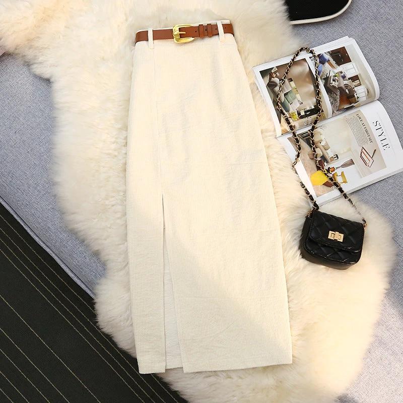 Women's Vintage Style High-Waisted Solid Color Maxi Dress With Belt Side Slit Casual Winter Dress