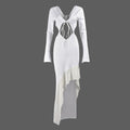 Women's Chest-wrapped Long Sleeve V-neck Lace-up Long Dress