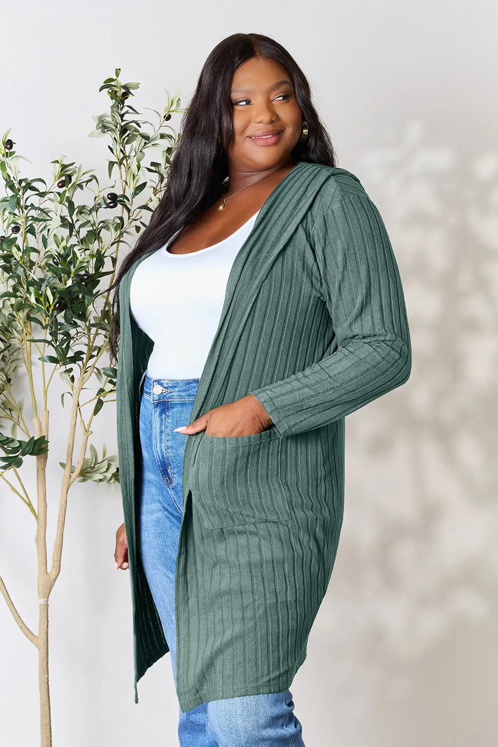 Basic Bae Full Size Hooded Cardigan