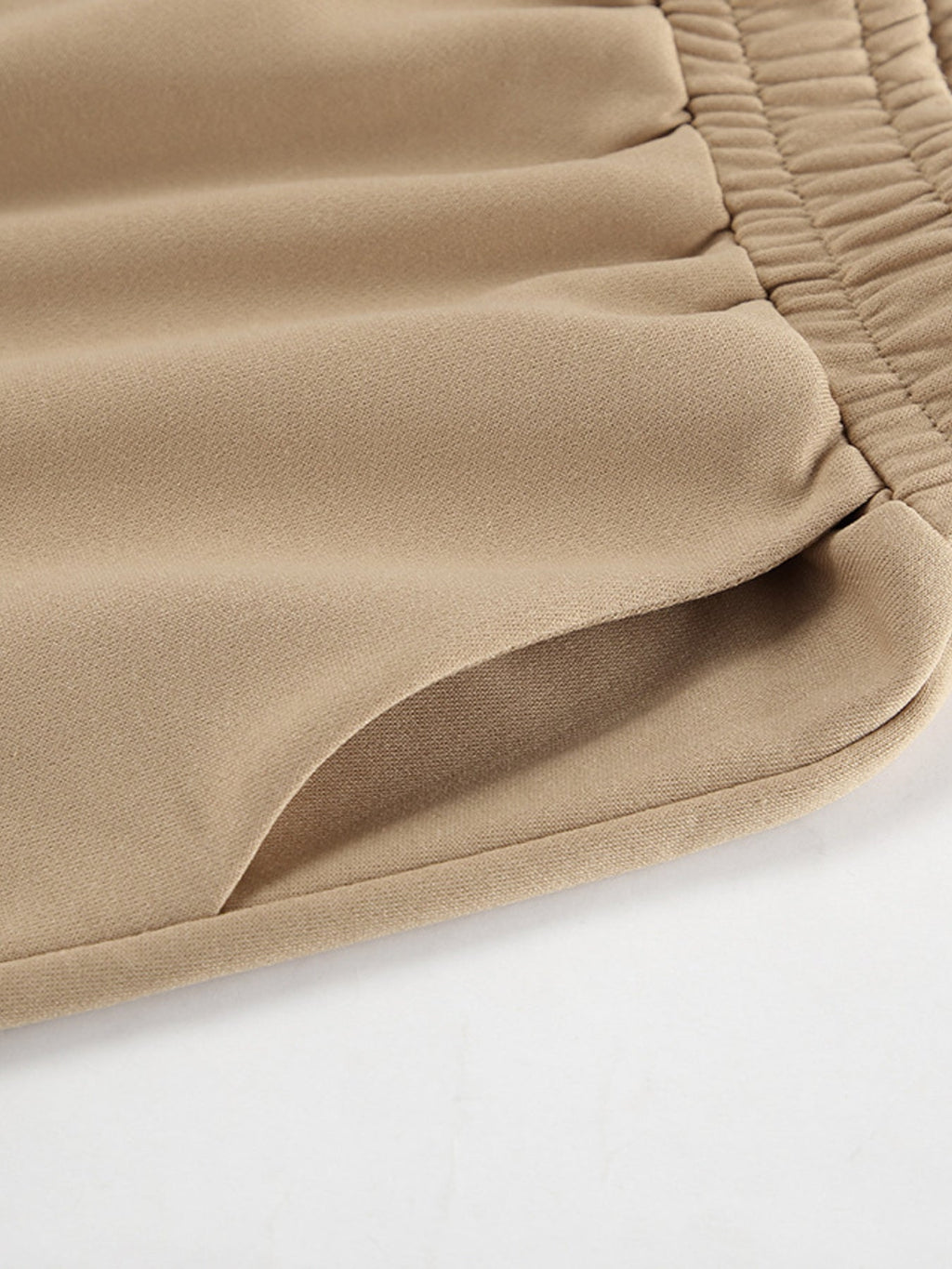 Women's Quarter Zip Long Sleeve Top & Wide Leg Pants Set Beige