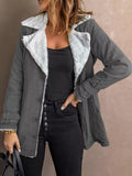 Women's Grey Button Up Jacket with Soft Sherpa Lining