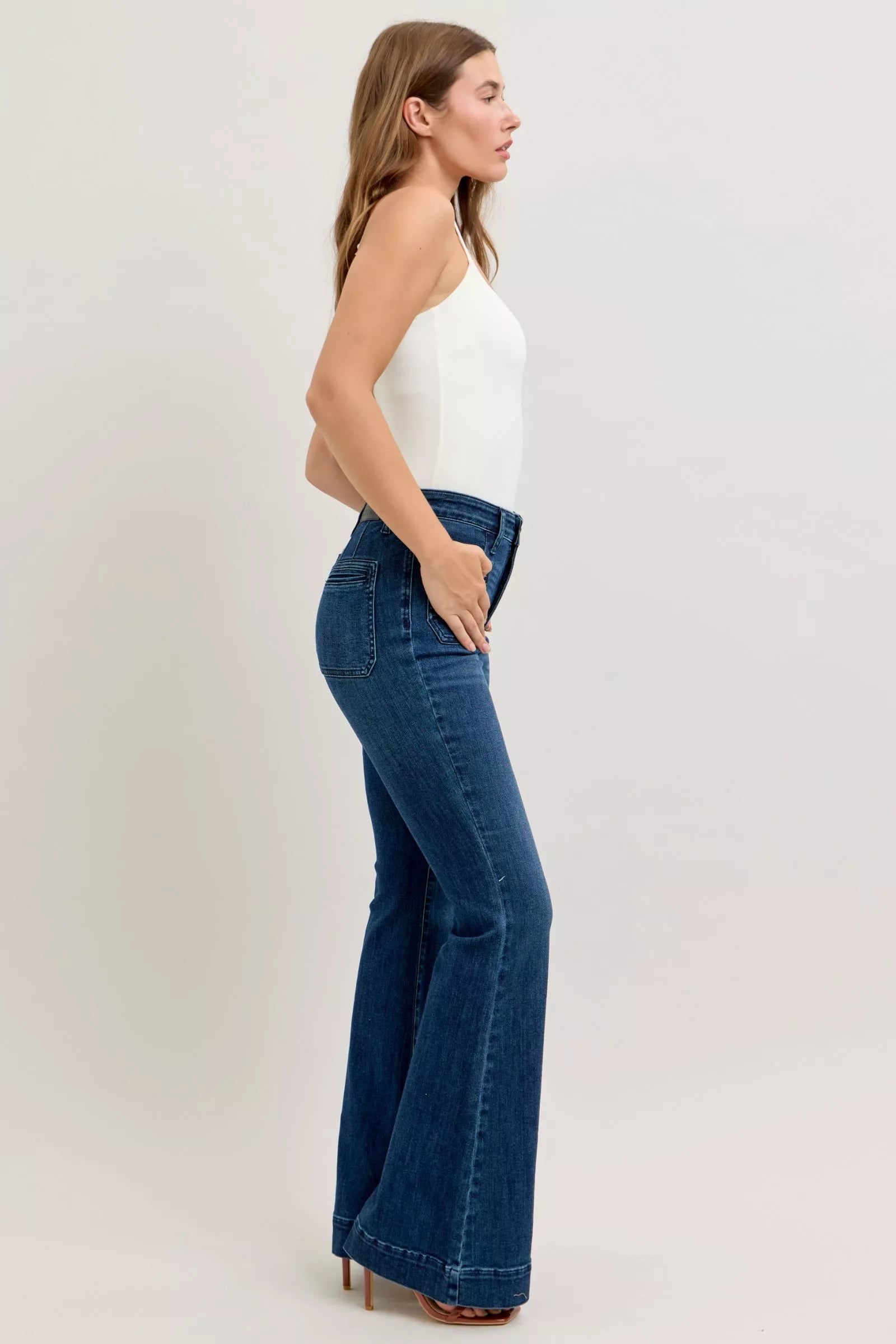 Judy Blue High Waisted Flare Jeans For Women With Front Pockets Versatile Flattering Silhouette