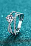 ElegantJewels 1 Carat Moissanite Crisscross Ring – Modern Sterling Silver Design See size chart under “more details”