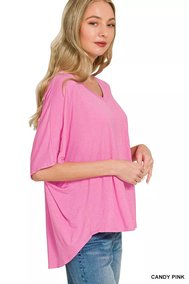 Zenana Oversized V-Neck Top & Pants Set