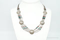 Vintage Native American Multi Gem Bead Kachina Sterling Silver Necklace