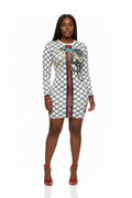 Dragonfly Print Bodycon Dress-White