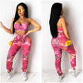 "Money Money Money" USA $100 Bill Pink Cropped Top & Pants Set
