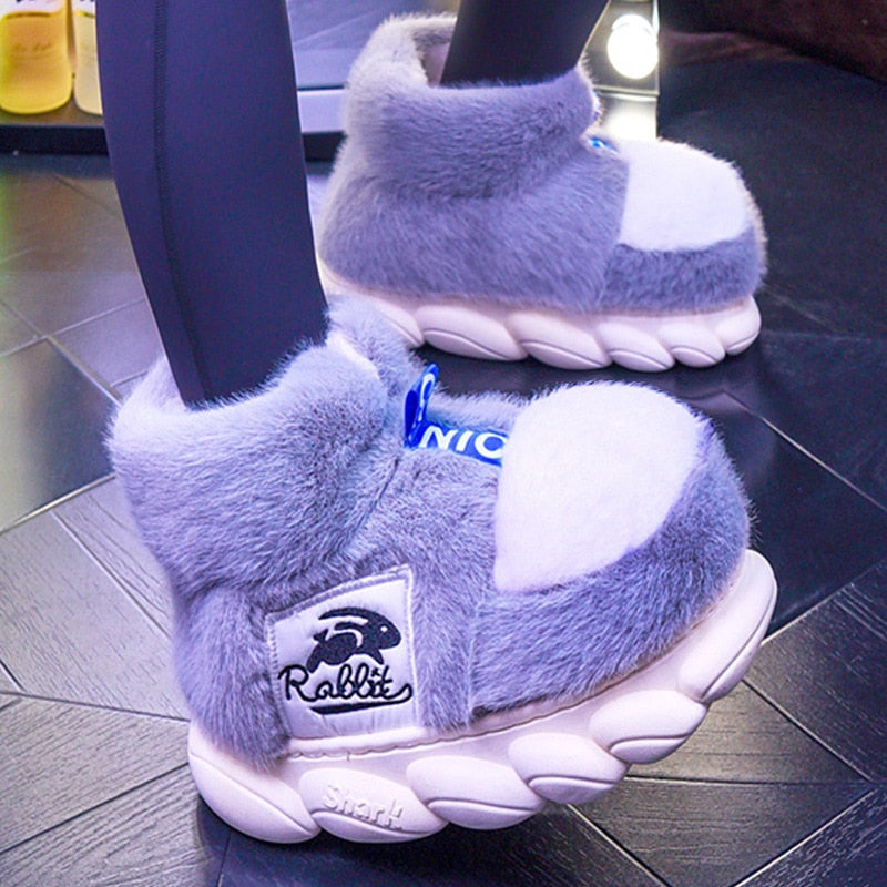 2023 Women's Winter Warm Shoes Plush Lining Indoor Slippers Couples
