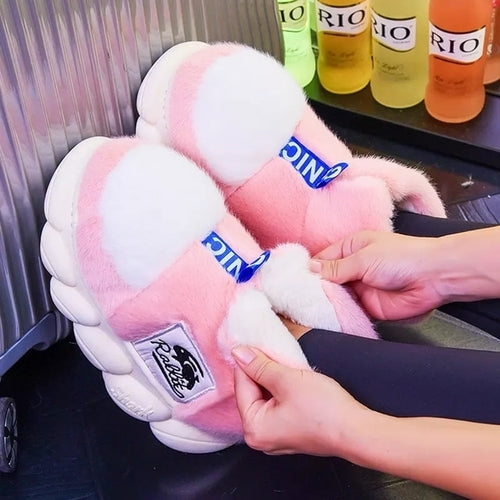 2023 Women's Winter Warm Shoes Plush Lining Indoor Slippers Couples