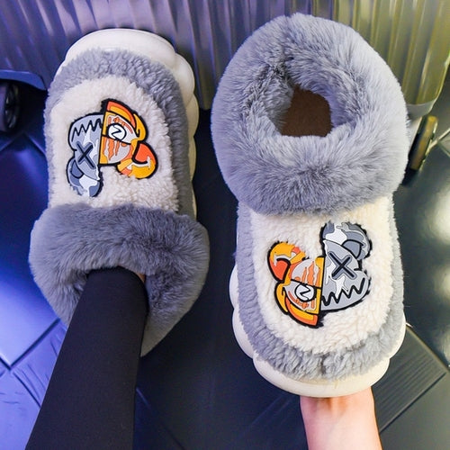 2023 Women's Winter Warm Shoes Plush Lining Indoor Slippers Couples