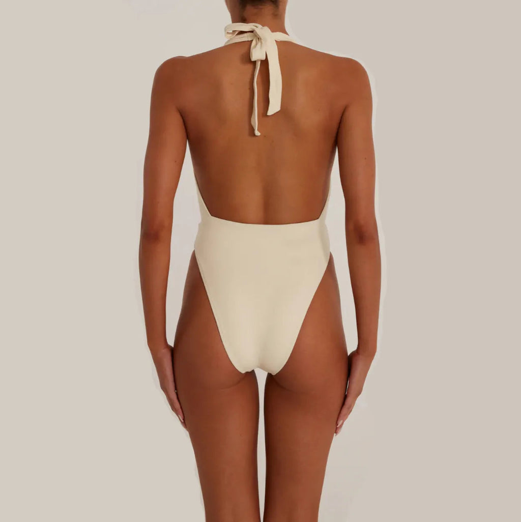 Heatwave Rose Detail White One-Piece Swimsuit