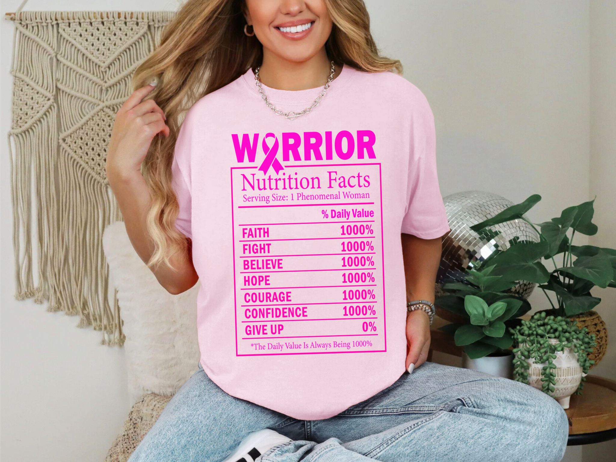 Warrior Nutrition Facts Breast Cancer Awareness Tee – Faith, Hope & Courage Edition