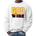 Mens Graphic Sweatshirt - God @ Work Yellow Black and Red Print