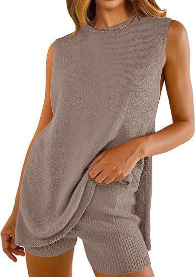 Summer Loose-fitting Casual Round-neck Vest Shorts Knitting Suit Women