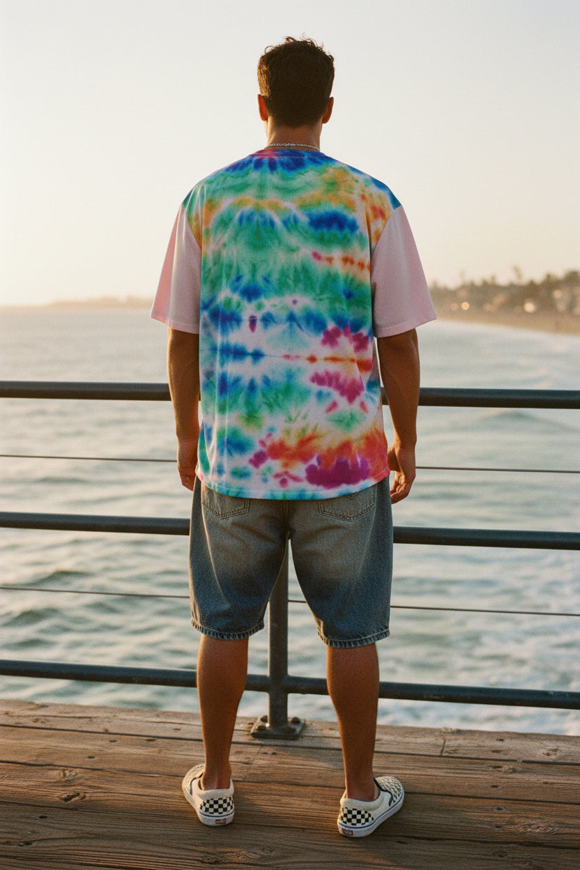 Tye Dye Men's Henley Short Sleeve Shirt