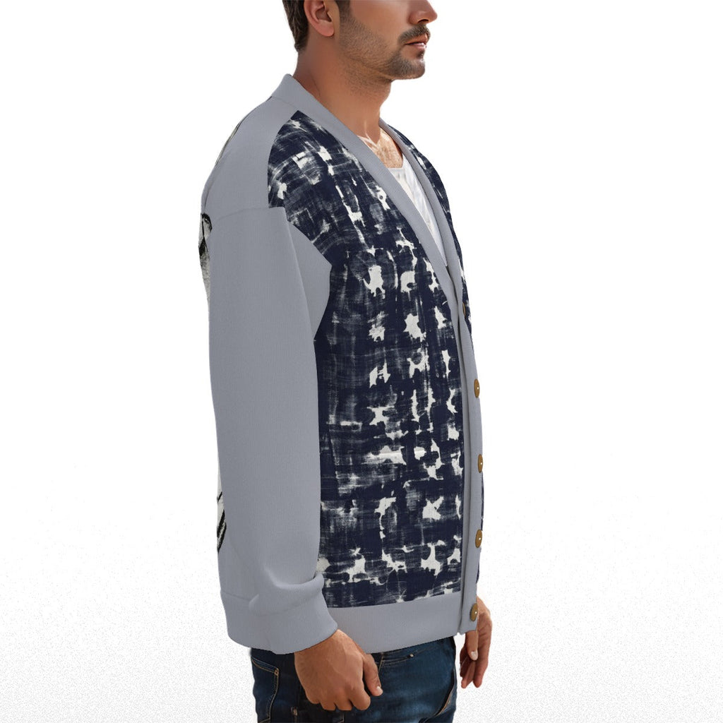 Shibori Print Unisex Knitted Fleece Cardigan