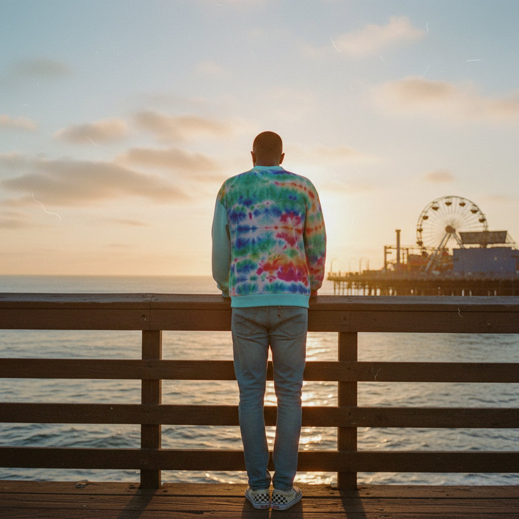 Shibori Rainbow Unisex Knitted Fleece Cardigan