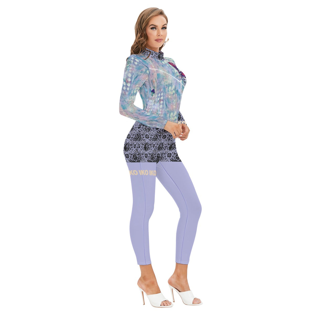 IKO IKO Lace Women's Long-sleeved High-neck Jumpsuit With Zipper