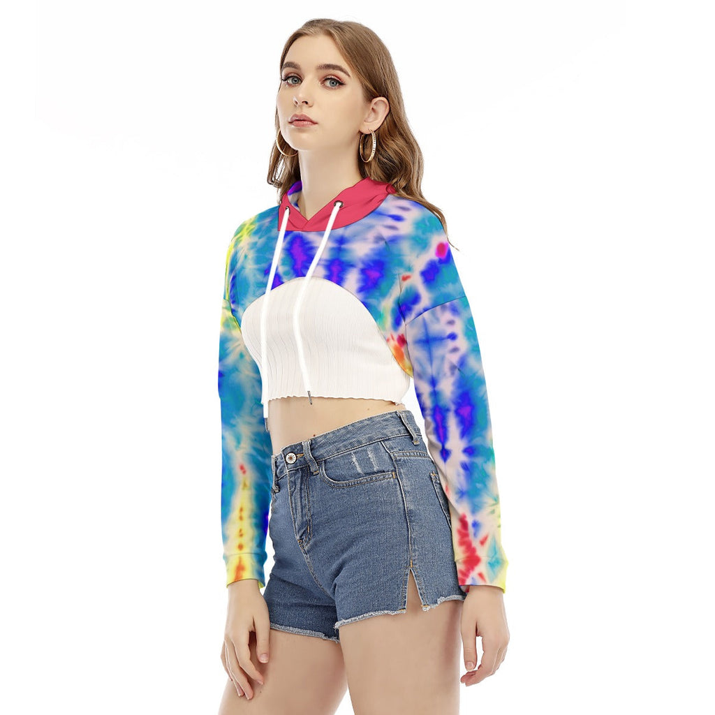 Color Burst Tye Dye Women's Smock Short Hoodie