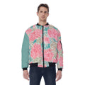 Water Color Floral Print Bomber Jacket With with Sleeve Pocket