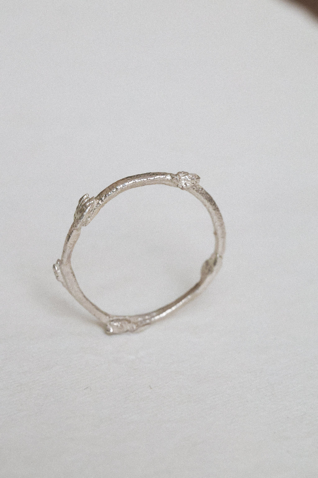 Budding twig ring Size 8, stackable rings, Maine forest botanical jewelry, recycled sterling silver, hand carved