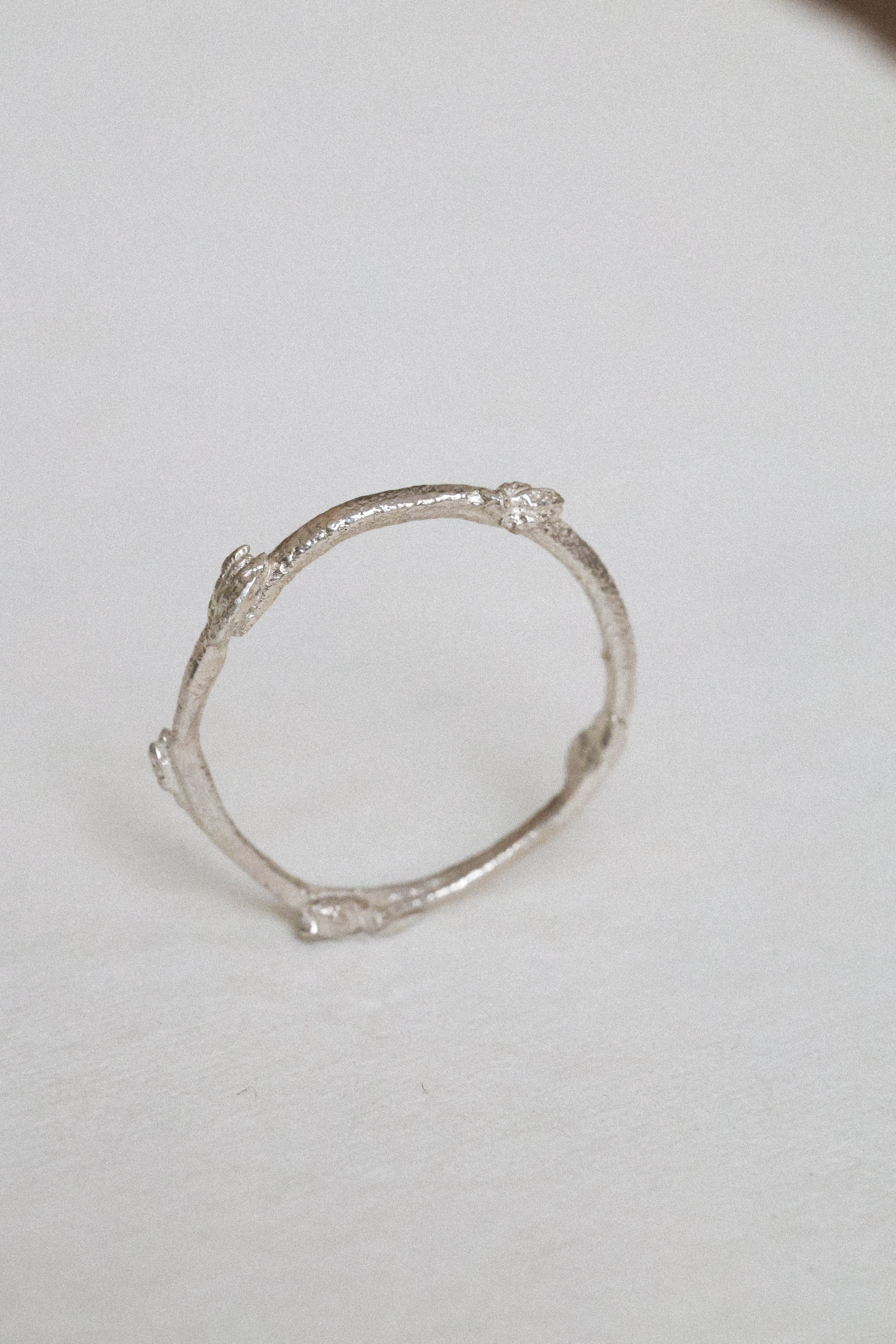 Budding twig ring Size 8, stackable rings, Maine forest botanical jewelry, recycled sterling silver, hand carved