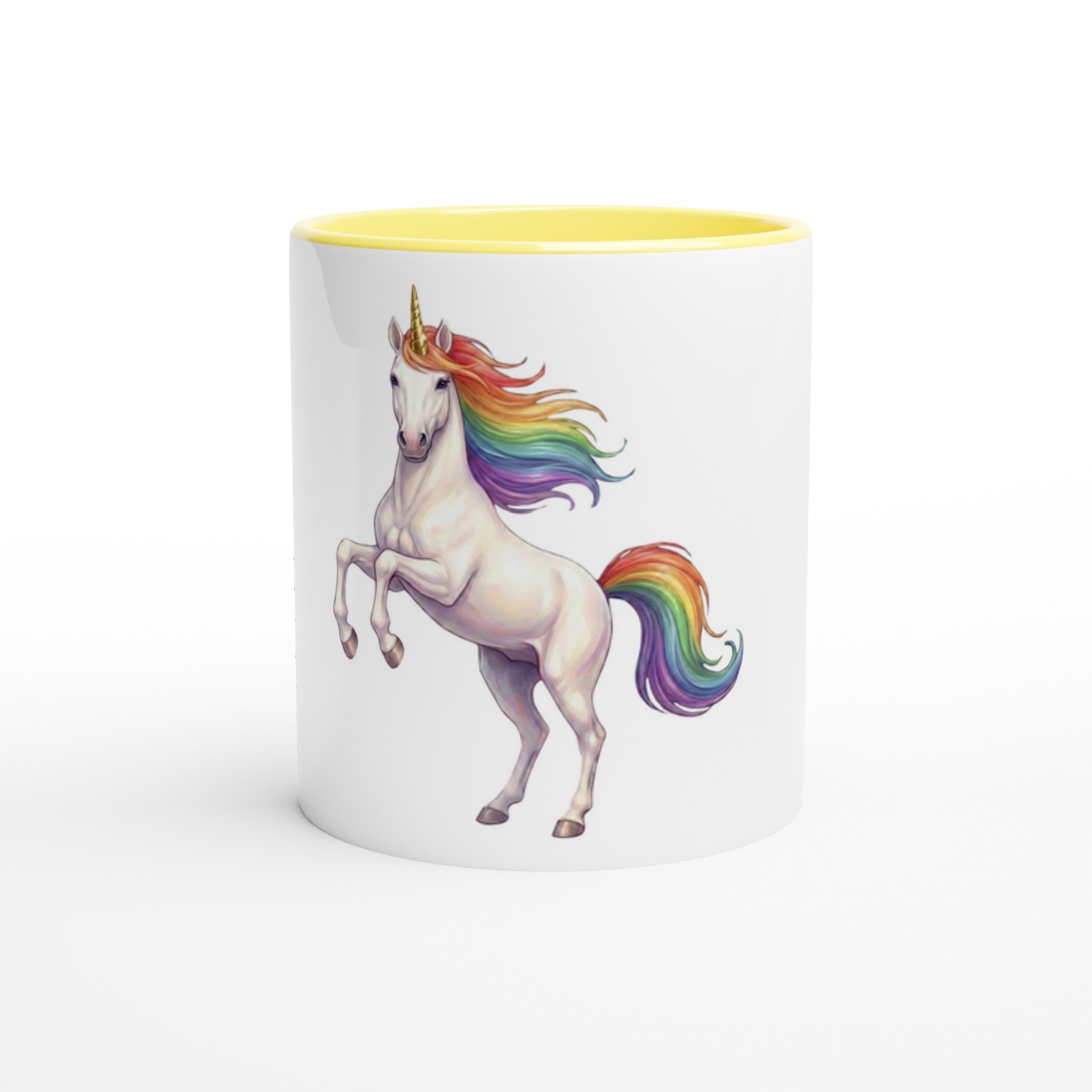 Enchanted Rainbow Unicorn White 11oz Ceramic Mug with Color Inside