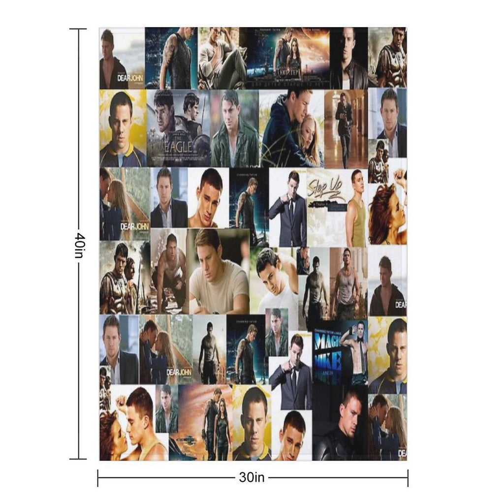 Channing Tatum Seamless Squarish Photo Collage Throw Blanket