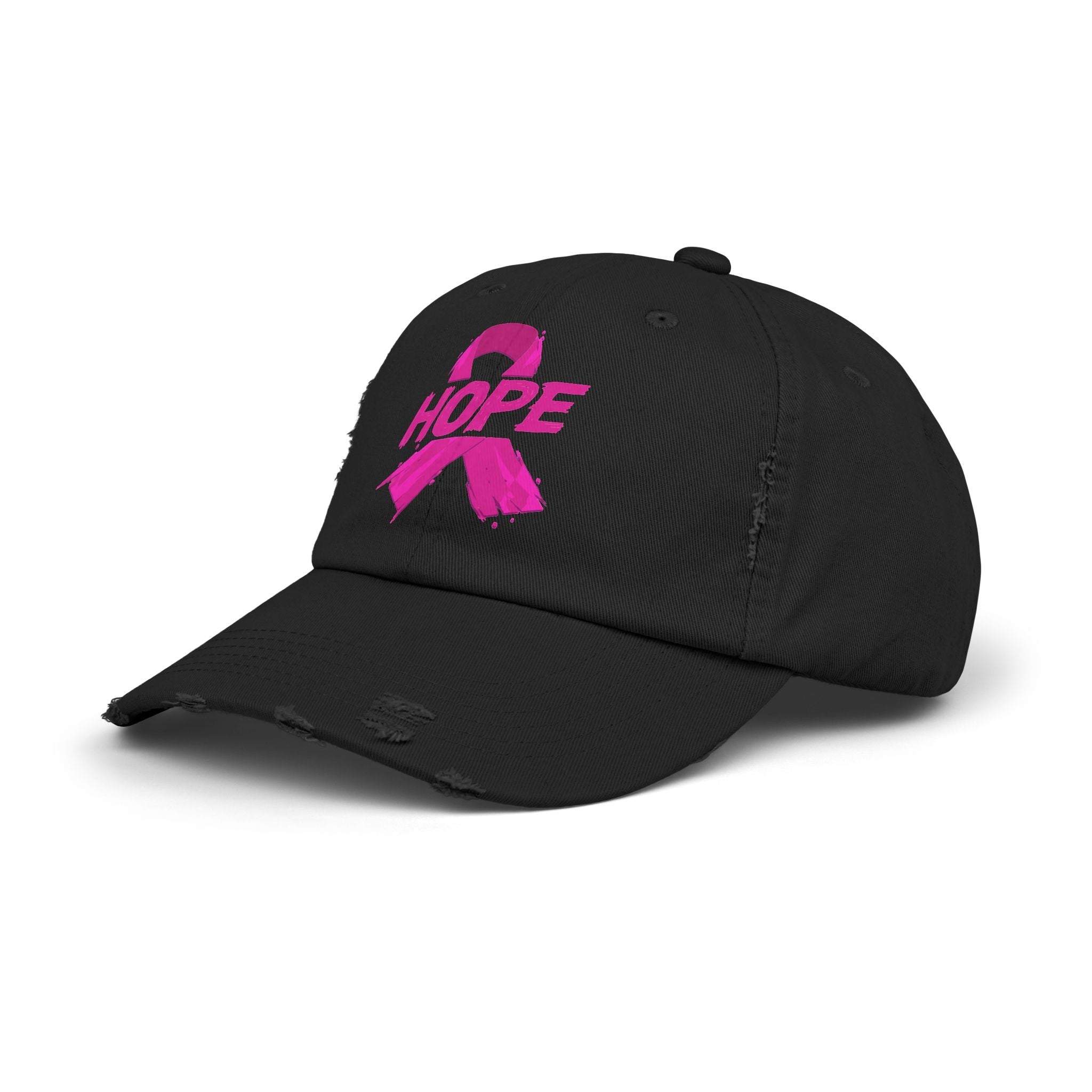 Hope Distressed Cap - Unisex Hat for Awareness, Perfect for Gift, Fundraising Events, Breast Cancer Support, Everyday Style
