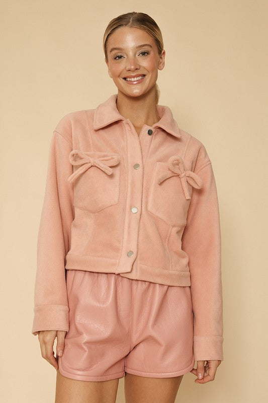 Fleece bow jacket See size chart under “more details”