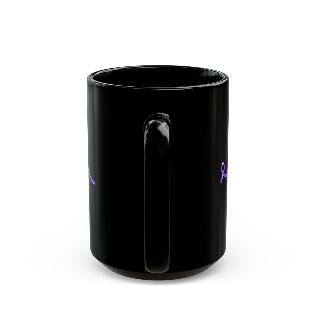 Pause for Epilepsy Awareness Purple Ribbon Black Ceramic Mug (11oz & 15oz)