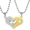 Love Couple Suit Pair Heart-shaped Diamond Necklaces