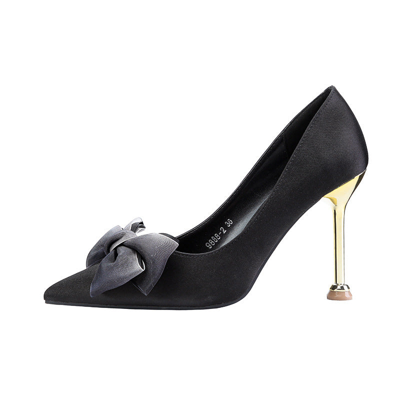 Sexy High Heels Stiletto Bow Women's Single Shoes See size chart under “more details”